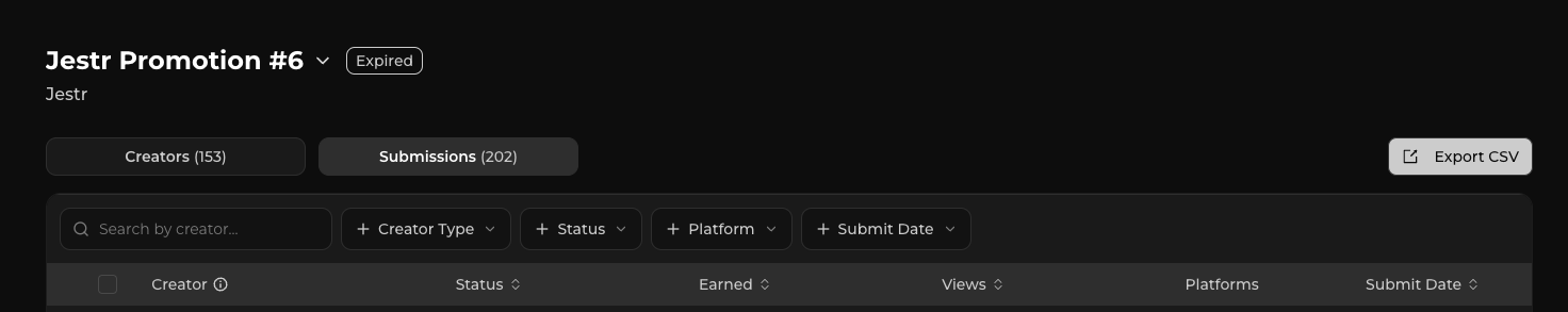 Exporting campaign submissions as a CSV
