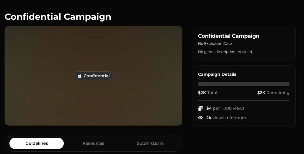Toggle for previewing the campaign before an NDA is signed
