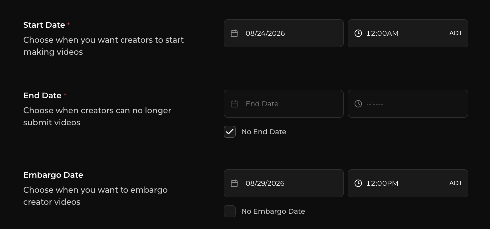 Campaign after its start date, with creator resources unlocked