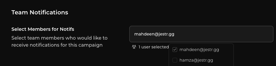 Per-team-member notification settings